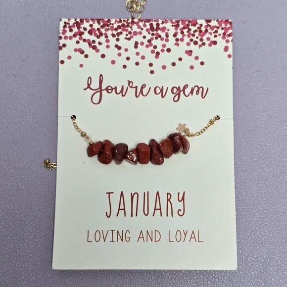 2/$15 January Red Stone Chip Necklace With Star Charm (NWOT) - Picture 4 of 5